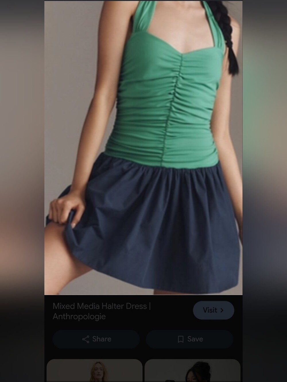 Maeve Green Halter Top with Navy Skater Skirt